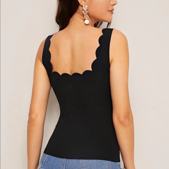 Scalloped tank top black - Picture 2 of 2